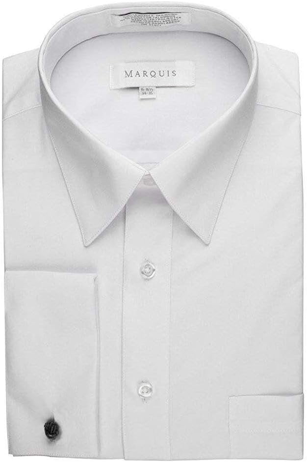 Marquis Men's Regular Fit French Cuff Cotton Blend Solid Dress Shirt