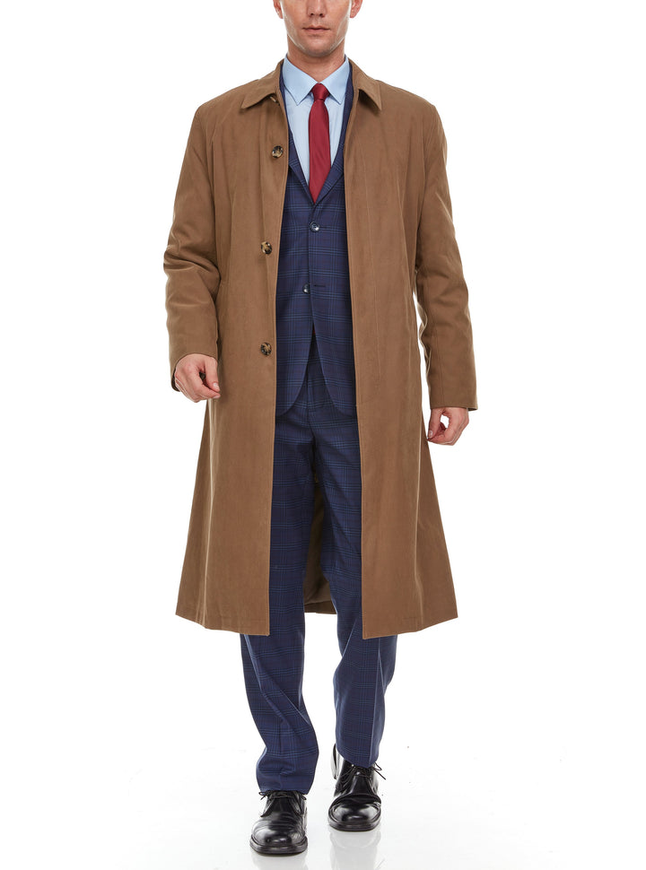 Adam Baker Men's Single-Breasted Belted Trench Coat Classic All Year Round Twill Raincoat