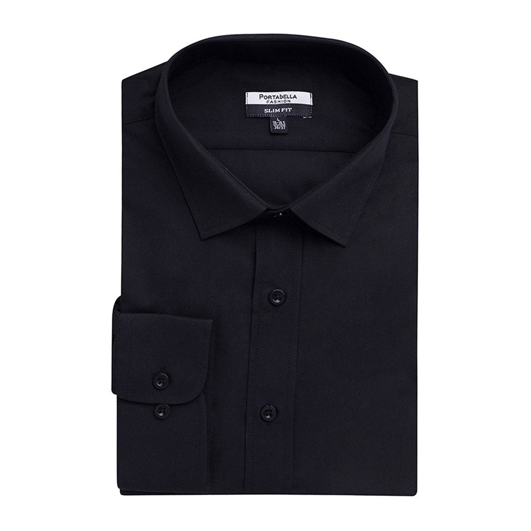 Portabella Men's Slim Fit Long Sleeve Solid Dress Shirt - CLEARANCE - FINAL SALE