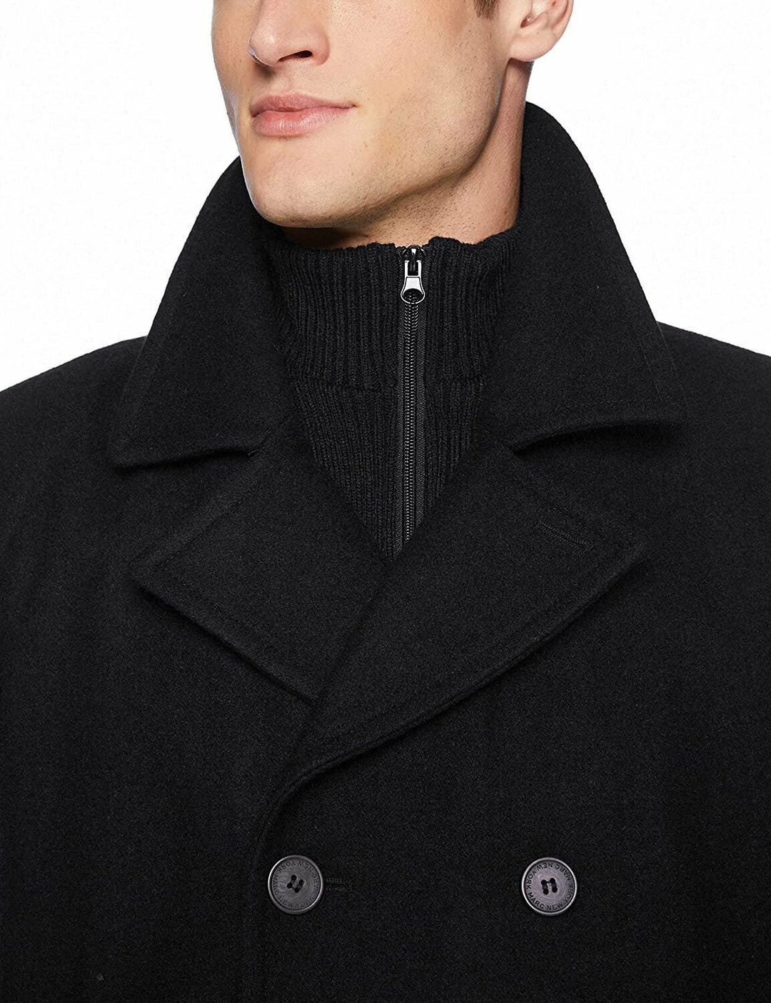 Marc New York by Andrew Marc Men's Burnett Melton Wool Pea Coat Jacket