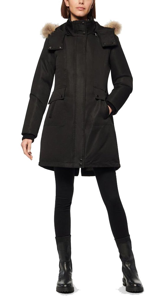 Andrew Marc Women's Down Parka/Coat with Removable Genuine Coyote Fur Trim Hood, Puffer Jacket