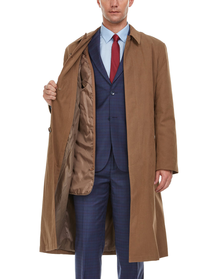 Adam Baker Men's Single-Breasted Belted Trench Coat Classic All Year Round Twill Raincoat