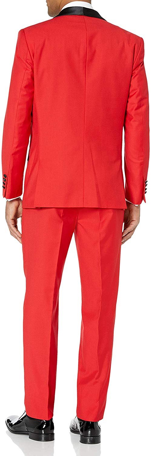 Adam Baker Men's 100% Wool Modern Fit Single Breasted Three Piece Shawl Collar Tuxedo - Colors