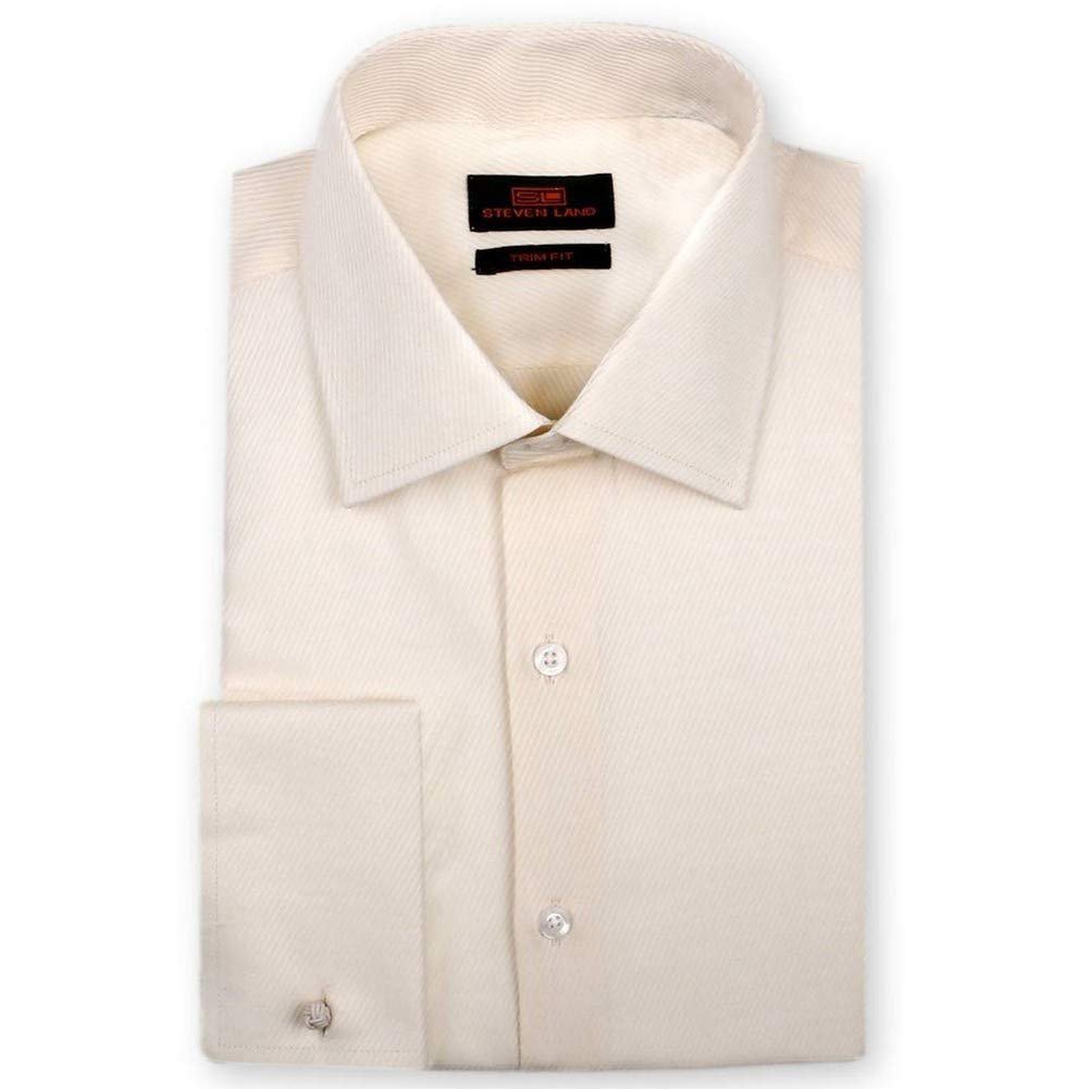 Steven Land Men's Trim-Fit French Cuff Tonal Twill Print Cotton Dress Shirt – CLEARANCE - FINAL SALE