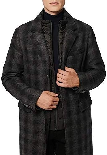 Marc New York by Andrew Marc Men's 38" Rigel Wool Coat Stand Collar Jacket with Removable Quilted Bib Insert
