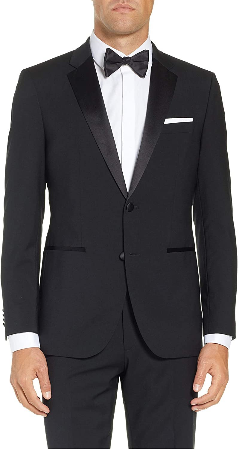 Adam Baker Mens 100% Wool Regular Fit Two-Piece Notch Lapel Formal Tuxedo