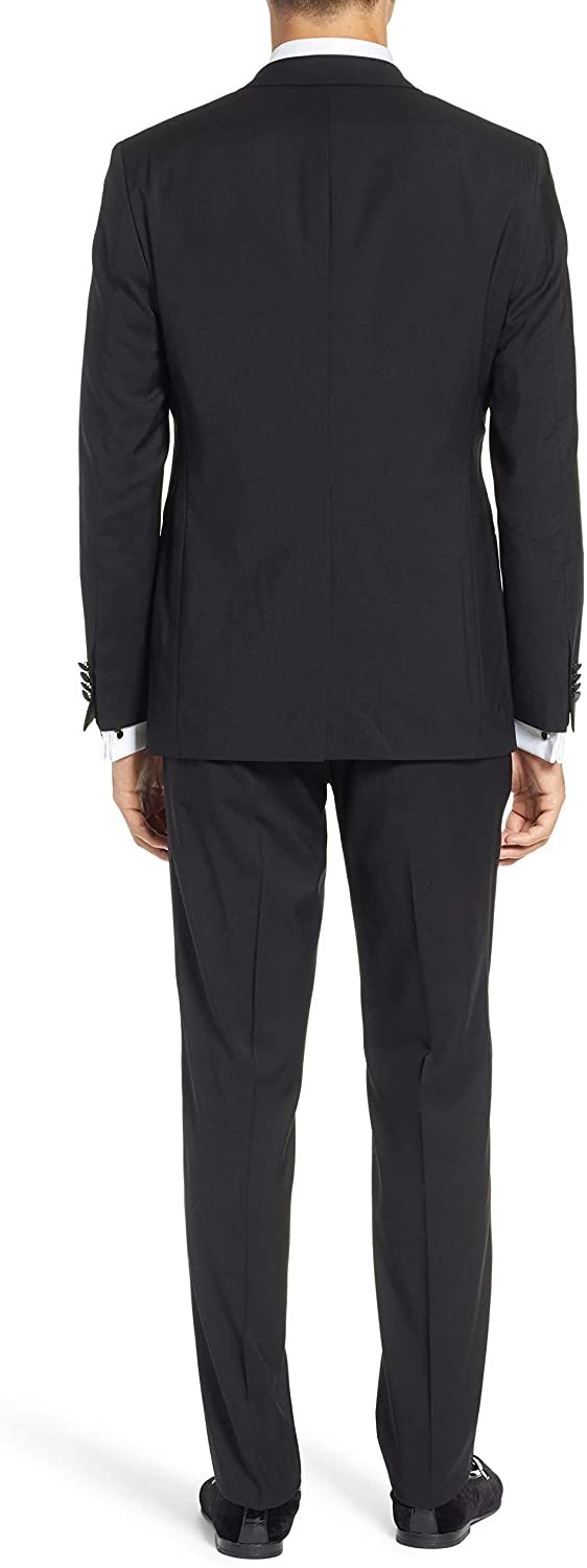 Adam Baker Mens 100% Wool Regular Fit Two-Piece Notch Lapel Formal Tuxedo