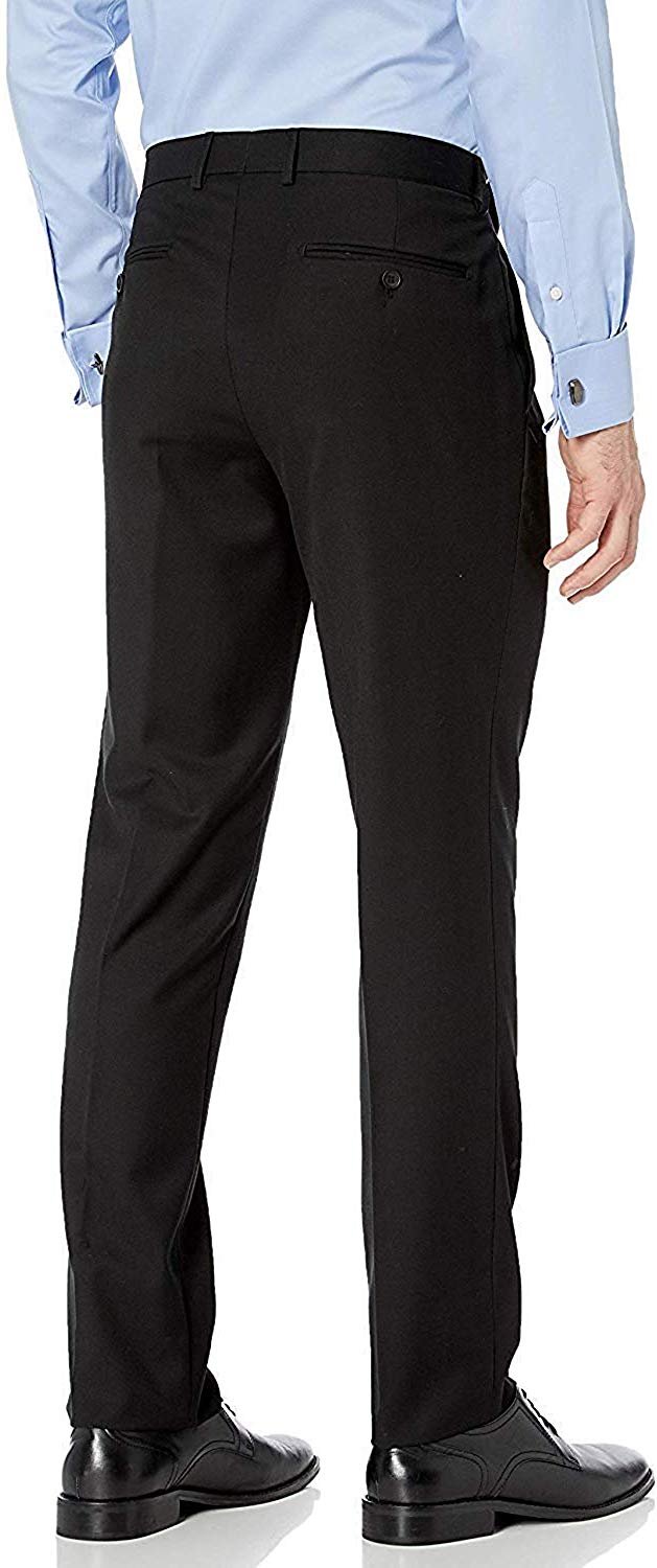 Adam Baker Men's Slim-Fit Flat-Front 100% Wool Dress Pants
