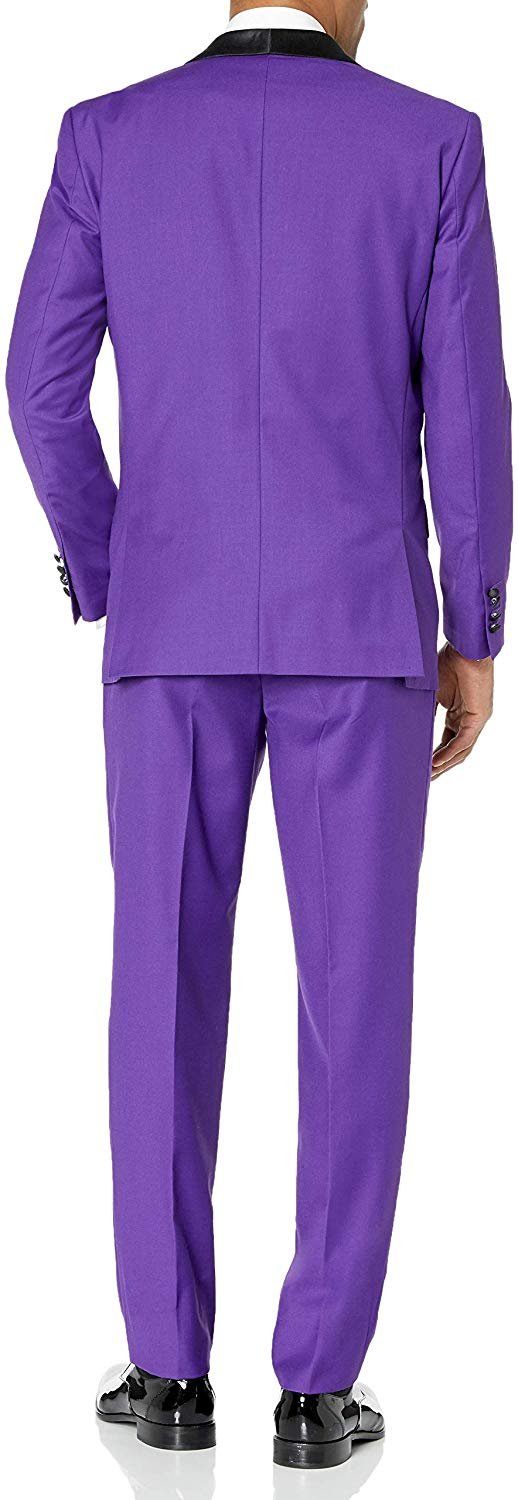 Adam Baker Men's 100% Wool Modern Fit Single Breasted Three Piece Shawl Collar Tuxedo - Colors