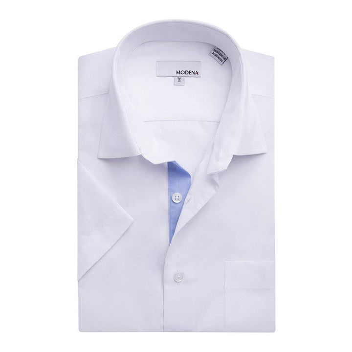 Modena Men's Short Sleeve Inner Contrast Dress Shirt - CLEARANCE