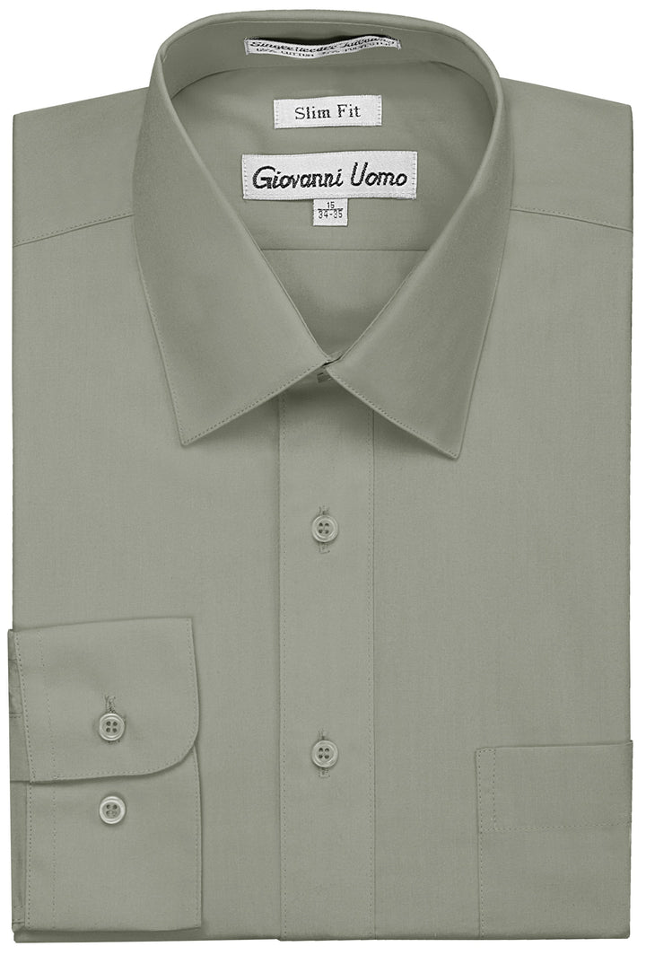 Gentlemens Collection Men's Slim  Fit Long Sleeve Solid Dress Shirt