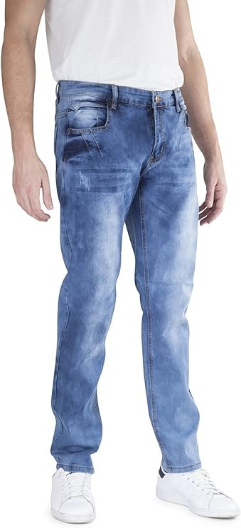 400 UOMO Men's Slim Fit Stretch Straight Leg Denim Jeans - Available in Many Colors