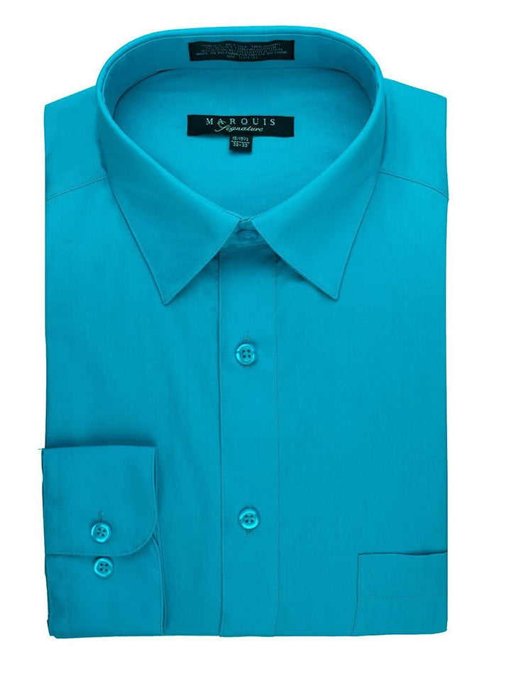 Marquis Men's Regular Fit Long Sleeve Wrinkle-Resistant Cotton Blend Solid Dress Shirt - Including Big and Tall