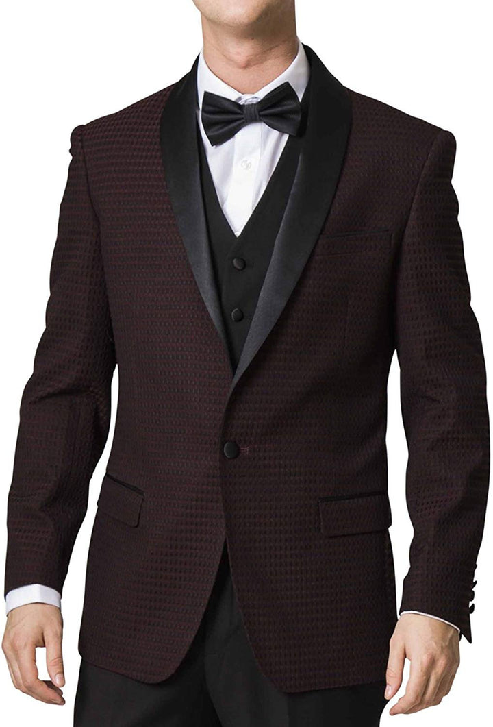 Statement Men's Modern Fit 3-Piece Luxury Textured Design Tuxedo Suit Set - CLEARANCE - FINAL SALE !!