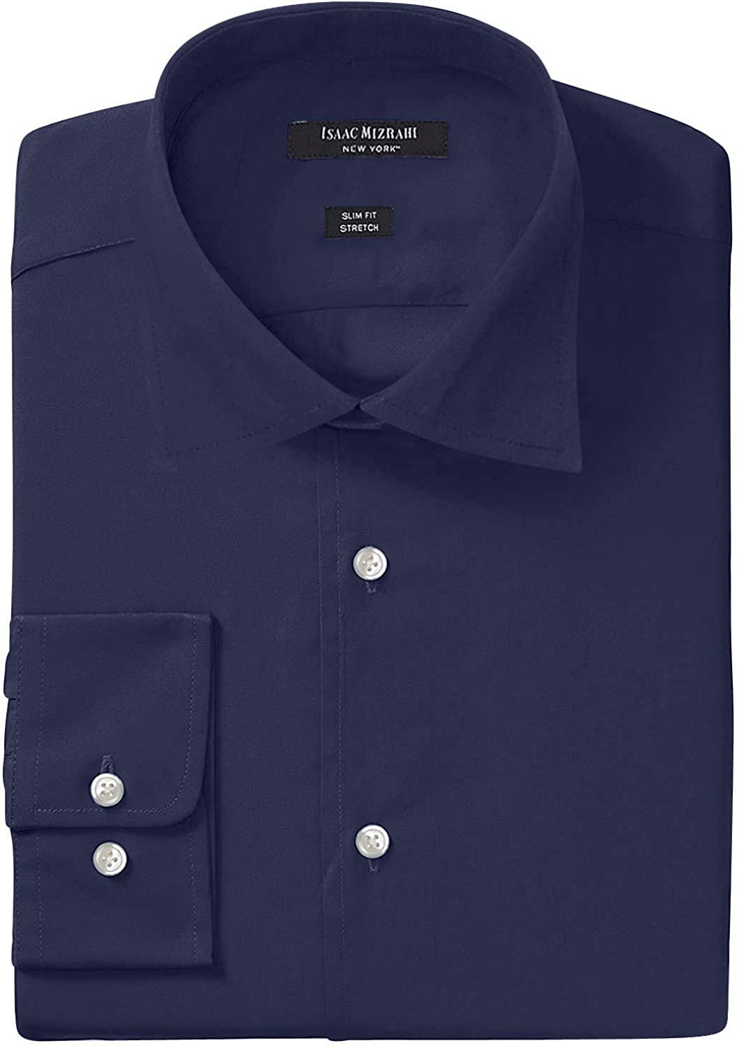 Isaac Mizrahi Men's Slim Fit Solid Broadcloth Cut Away Collar Dress Shirt