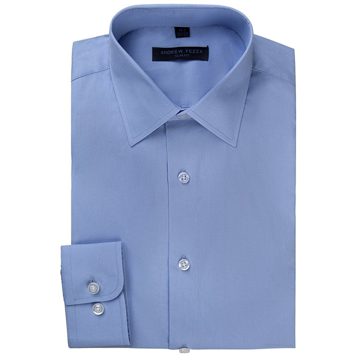 Andrew Fezza Men's Slim Fit Long Sleeve Solid Cotton Dress Shirt - CLEARANCE - FINAL SALE