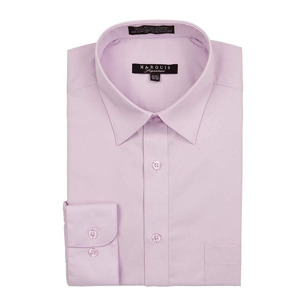 Marquis Men's Regular Fit Long Sleeve Wrinkle-Resistant Cotton Blend Solid Dress Shirt - Including Big and Tall