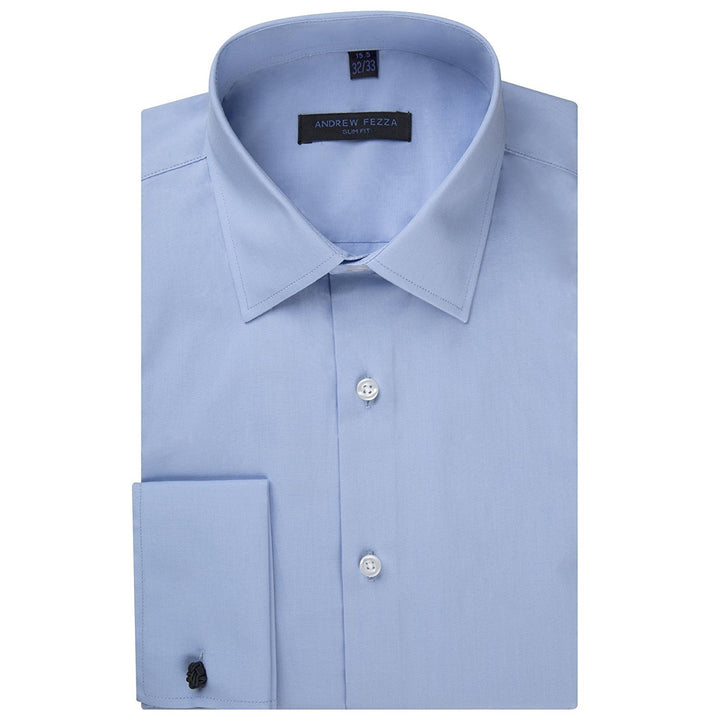 Andrew Fezza Men's Flex Collar Slim Fit French Cuff Solid Dress Shirt - CLEARANCE - FINAL SALE