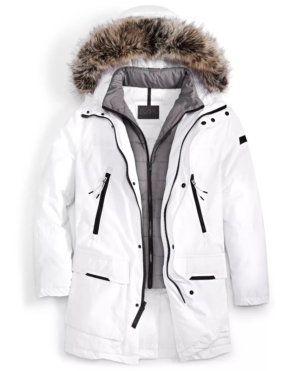 Mens parka white best sale