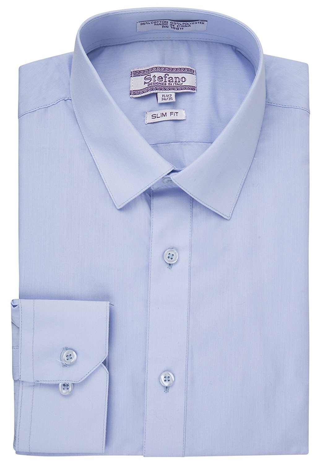 Stefano Men's Slim Fit Solid Poplin Dress Shirt - CLEARANCE - FINAL SALE