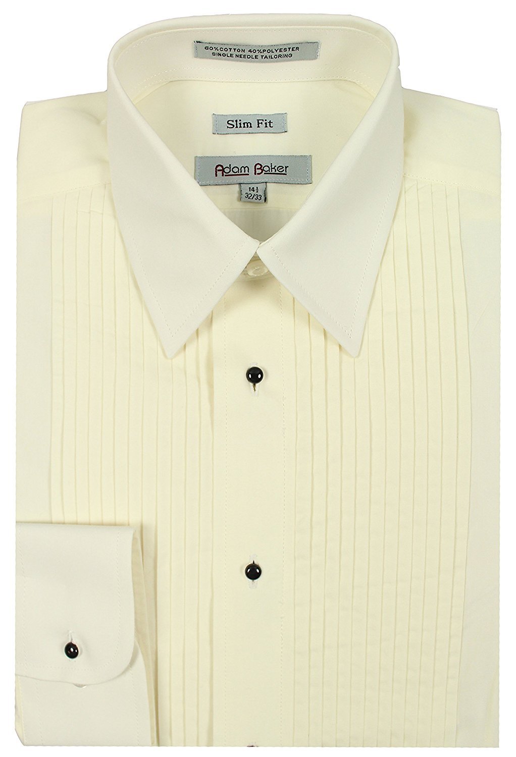 Adam Baker Men's Slim Fit Convertible Cuff Laydown Collar Formal Tuxedo Shirt - CLEARANCE - FINAL SALE