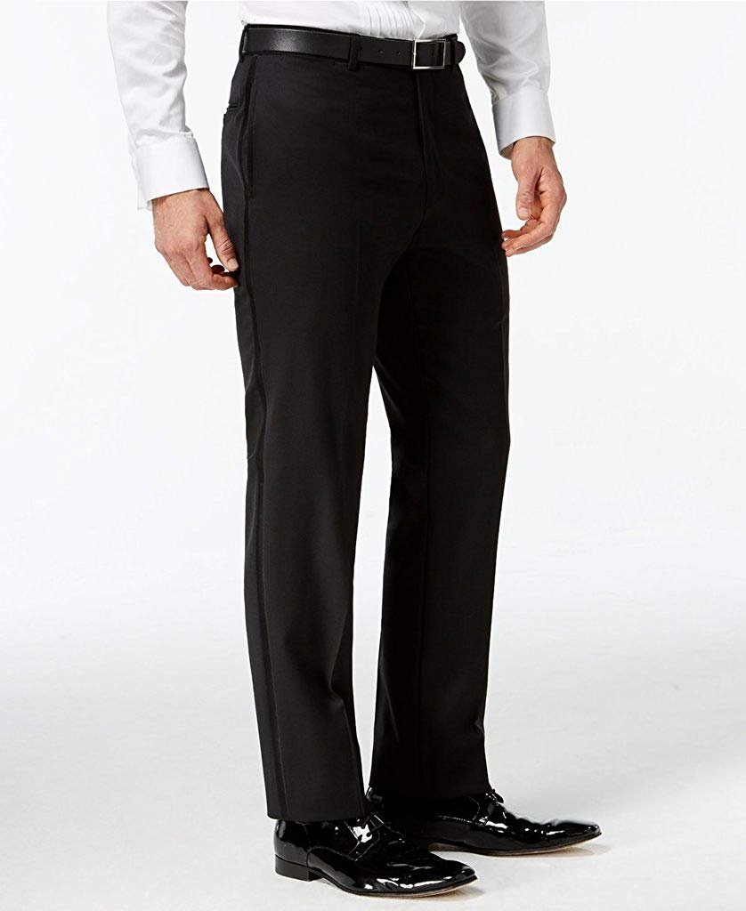 Bocaccio Uomo Men’s Classic Fit Flat Front Tuxedo Pants - Comfort Fit Expandable Waist