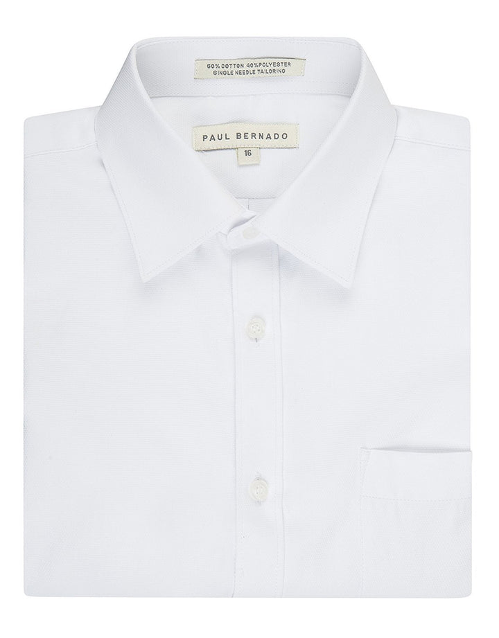 Paul Bernado Boy's Short Sleeve Pique Design Dress Shirt - Regular & Husky - CLEARANCE - FINAL SALE