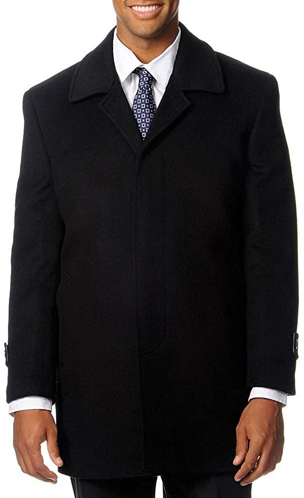Adam Baker Men's Single Breasted Topper Classic Fit Overcoat Luxury Wool Cashmere Top Coat