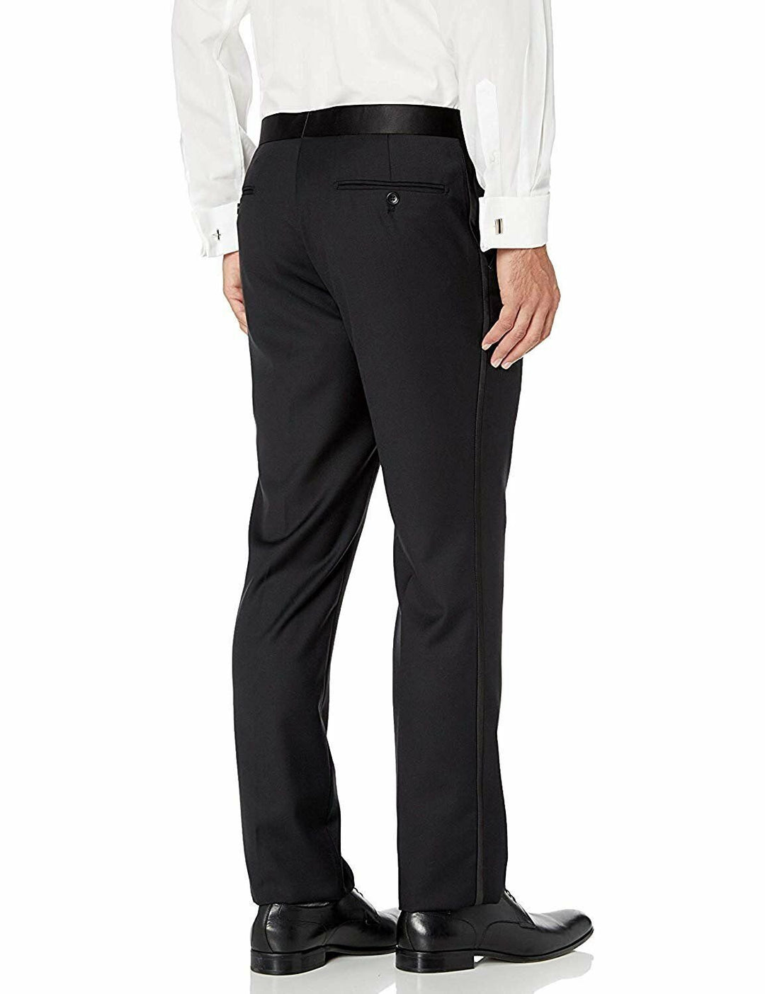 Adam Baker Men's Regular Fit Two Button Notch Lapel Tuxedo Suit - Black