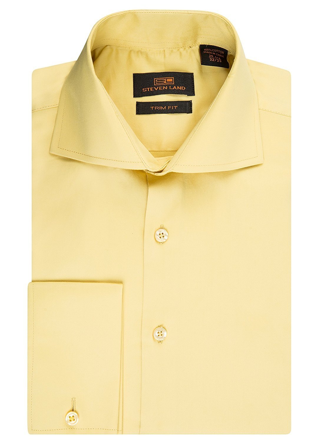 Steven Land Men's Trim Fit French Cuff 100% Cotton Solid Sateen Dress Shirt - CLEARANCE - FINAL SALE