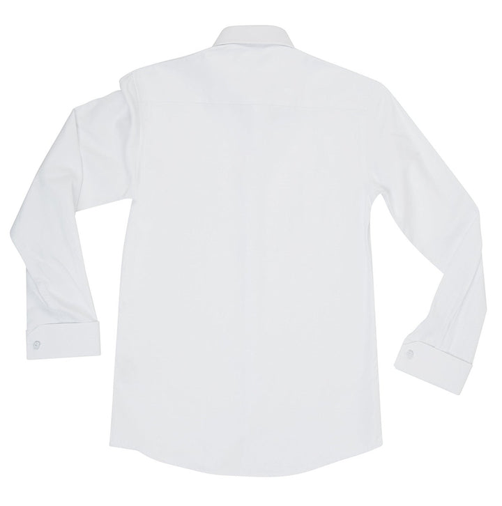 Paul Bernado Boy's Slim Fit Long Sleeve Pique Design Dress Shirt White - CLEARANCE