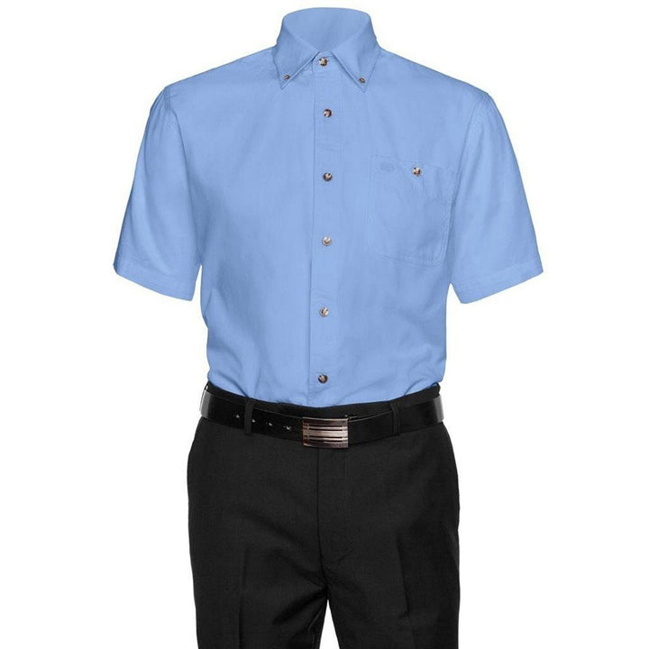 AKA Mens 100% Cotton Button Down Short Sleeve Dress Shirt - Colors
