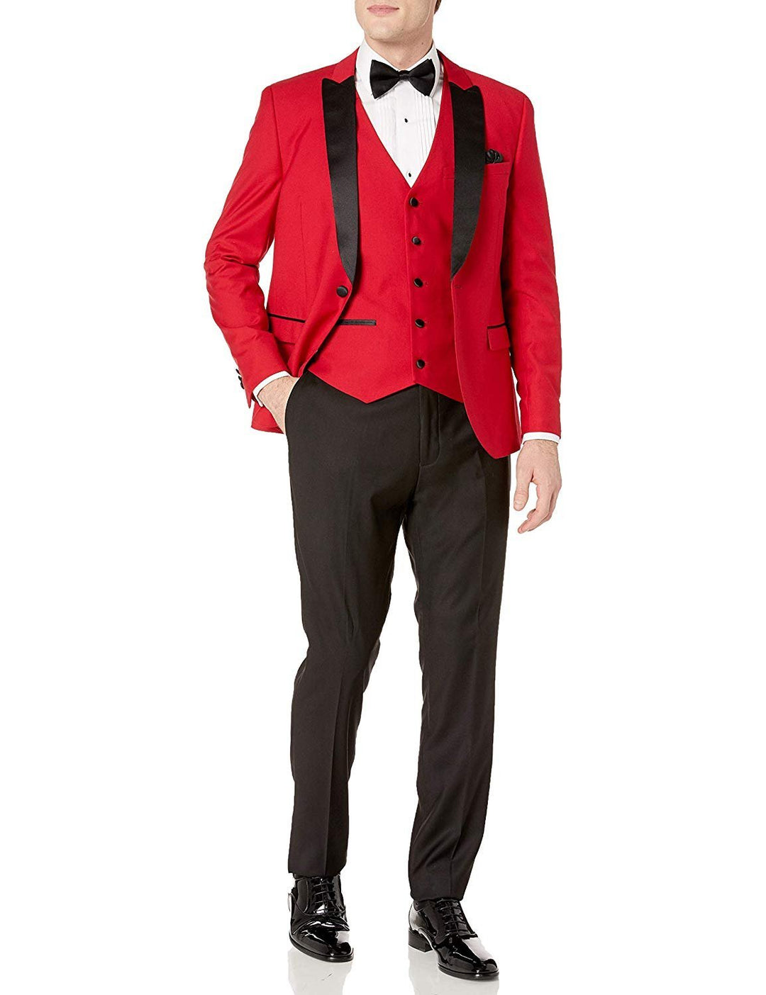 Adam Baker Men's 3-Piece Single Breasted Slim Fit 2-Button Vested Dress Suit Set & Tuxedo Suit Set - Colors
