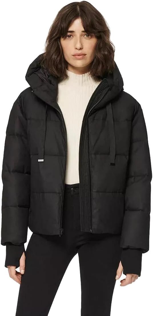 Andrew Marc Women's Juno Oversized Fit Down Alternative Puffer Jacket with Attached Hood