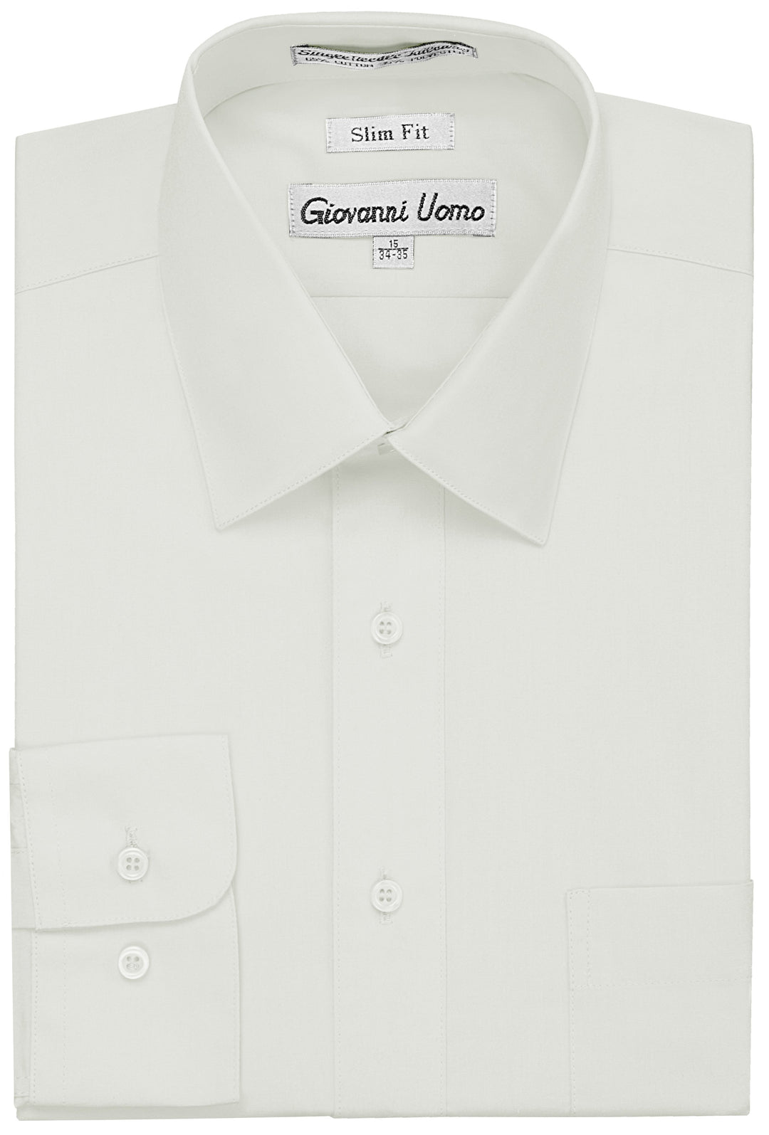 Gentlemens Collection Men's Slim Fit Long Sleeve Solid Dress Shirt