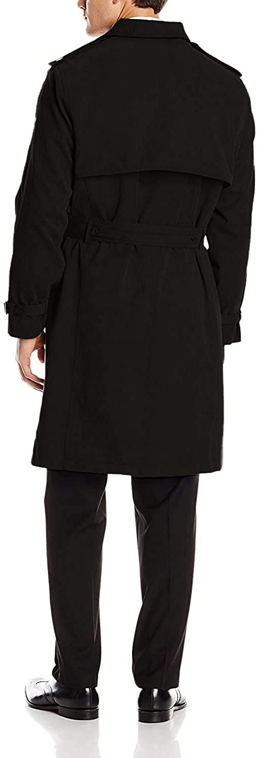 Adam Baker Men's Double-Breasted Belted Trench Coat Classic All Year Round Twill Raincoat