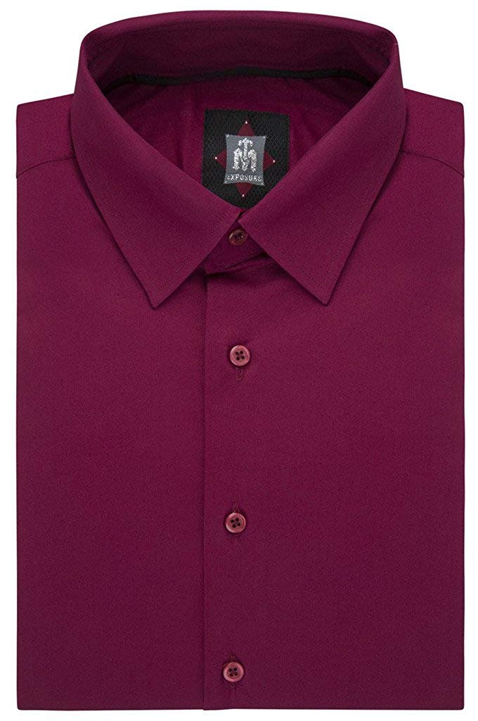 mens cotton spandex dress shirts Men's Performance Dress Long Sleeve Button-Down Shirt