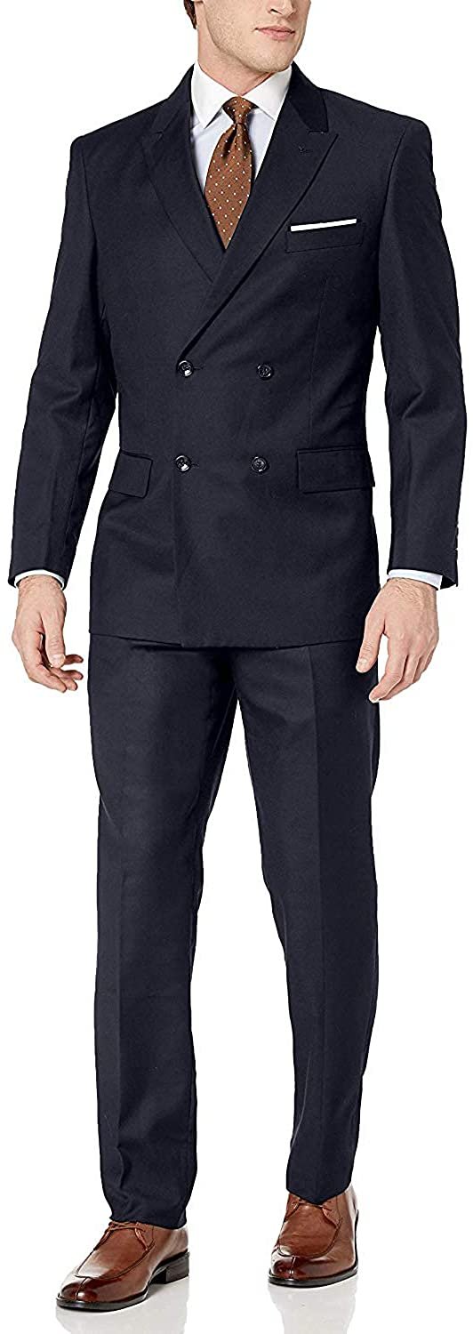 Adam Baker Men's 2-Piece Wool Blend Double Breasted Solid Dress Suit