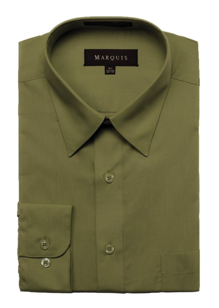 Marquis Men's Regular Fit Long Sleeve Wrinkle-Resistant Cotton Blend Solid Dress Shirt - Including Big and Tall