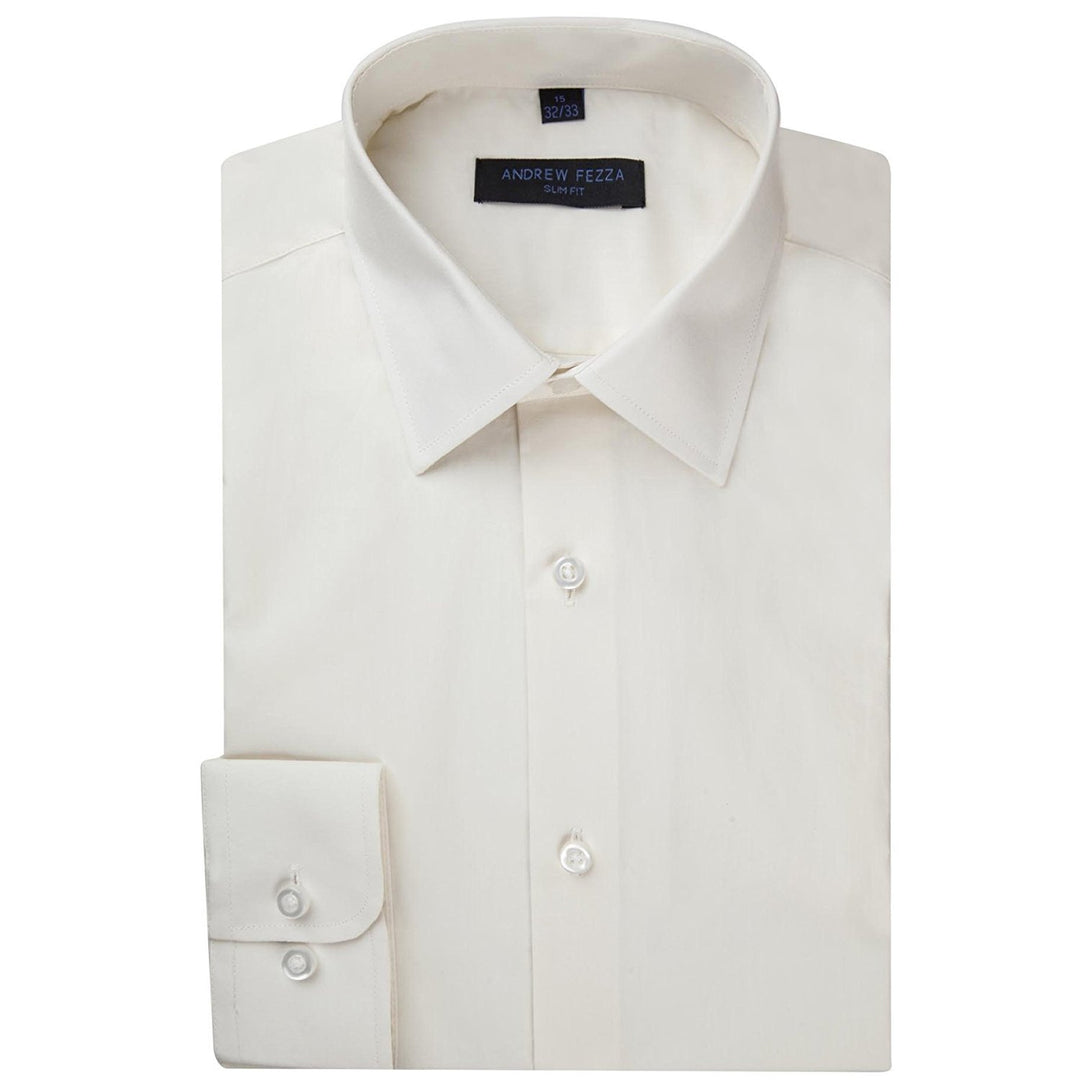 Andrew Fezza Men's Slim Fit Long Sleeve Solid Cotton Dress Shirt - CLEARANCE - FINAL SALE