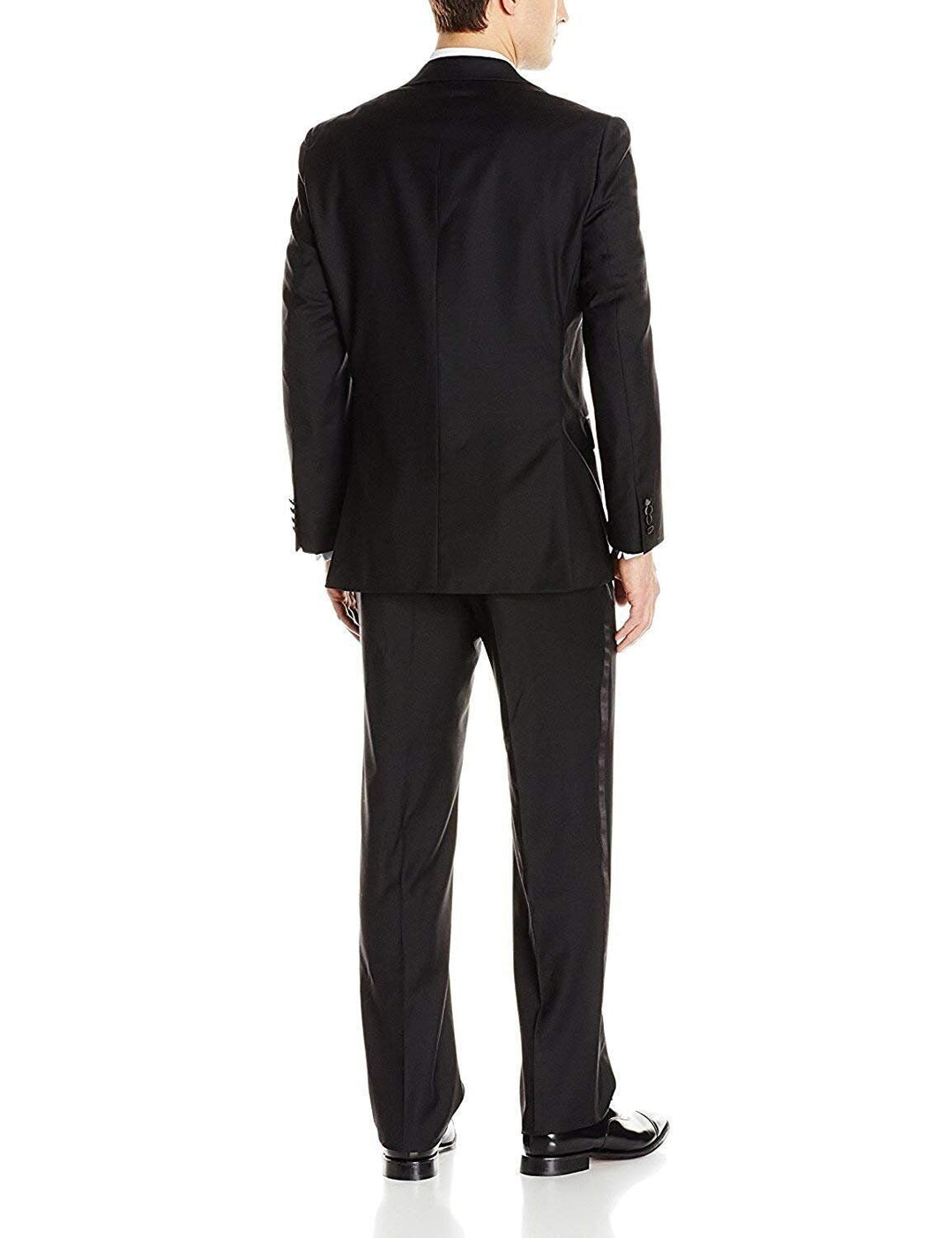 Adam Baker Men's Portly Fit 100% Wool Notch Lapel Two-Piece Formal Tuxedo Set