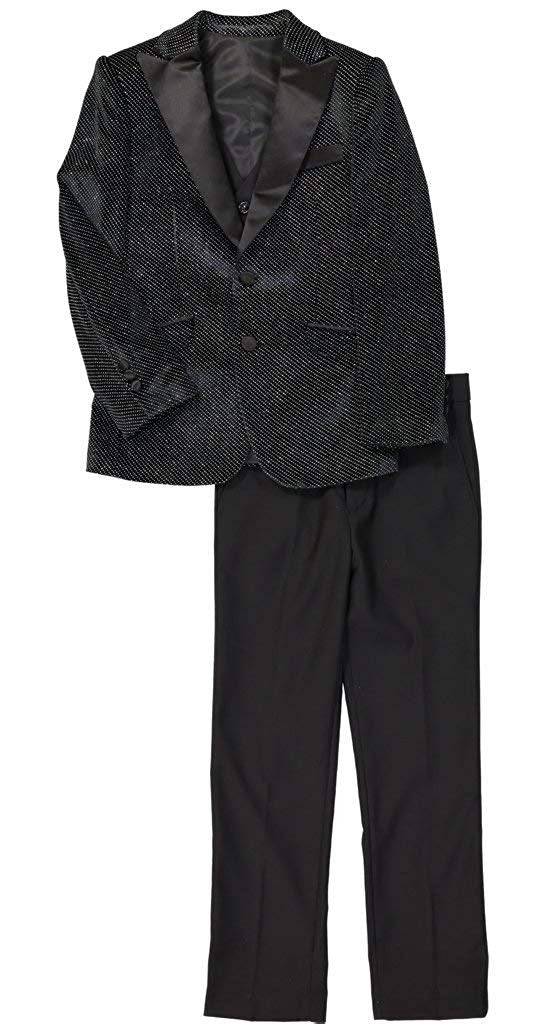 Geoffrey Beene Boy's Modern Fit 3-Piece (Jacket Vest Trousers) Satin Peak Lapel Formal Tuxedo Set - CLEARANCE