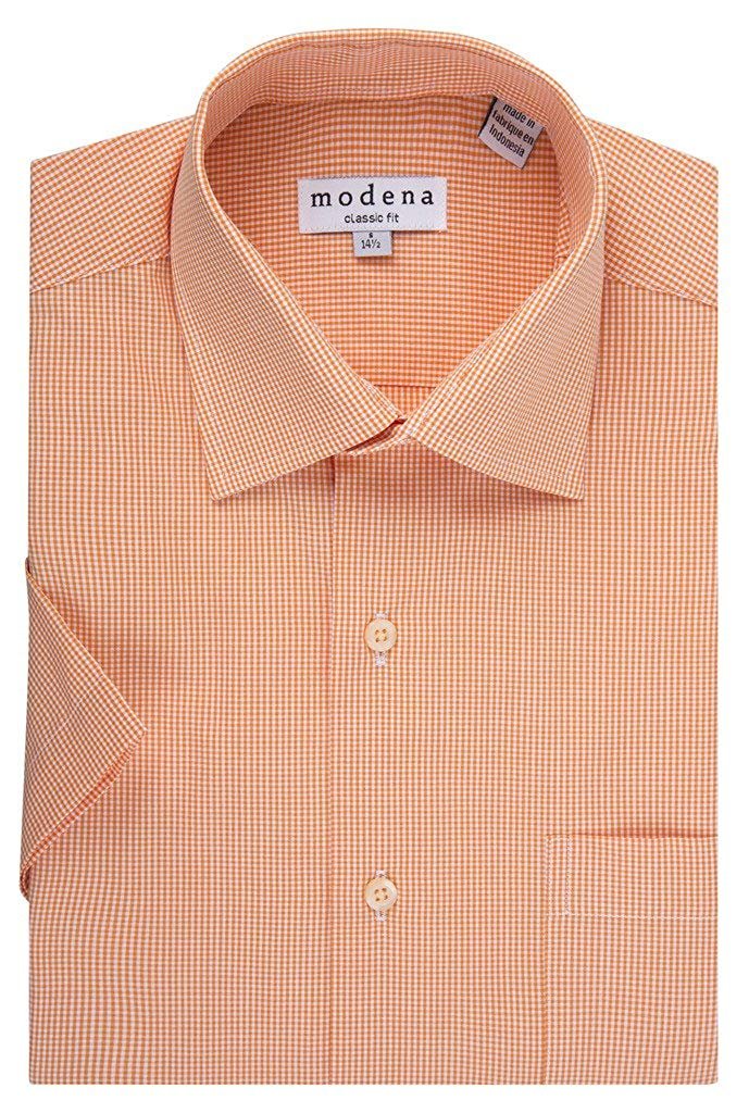 Modena Men's Classic Fit Short-Sleeve Gingham Check Dress Shirt - Big & Tall Sizes Available - CLEARANCE FINAL SALE