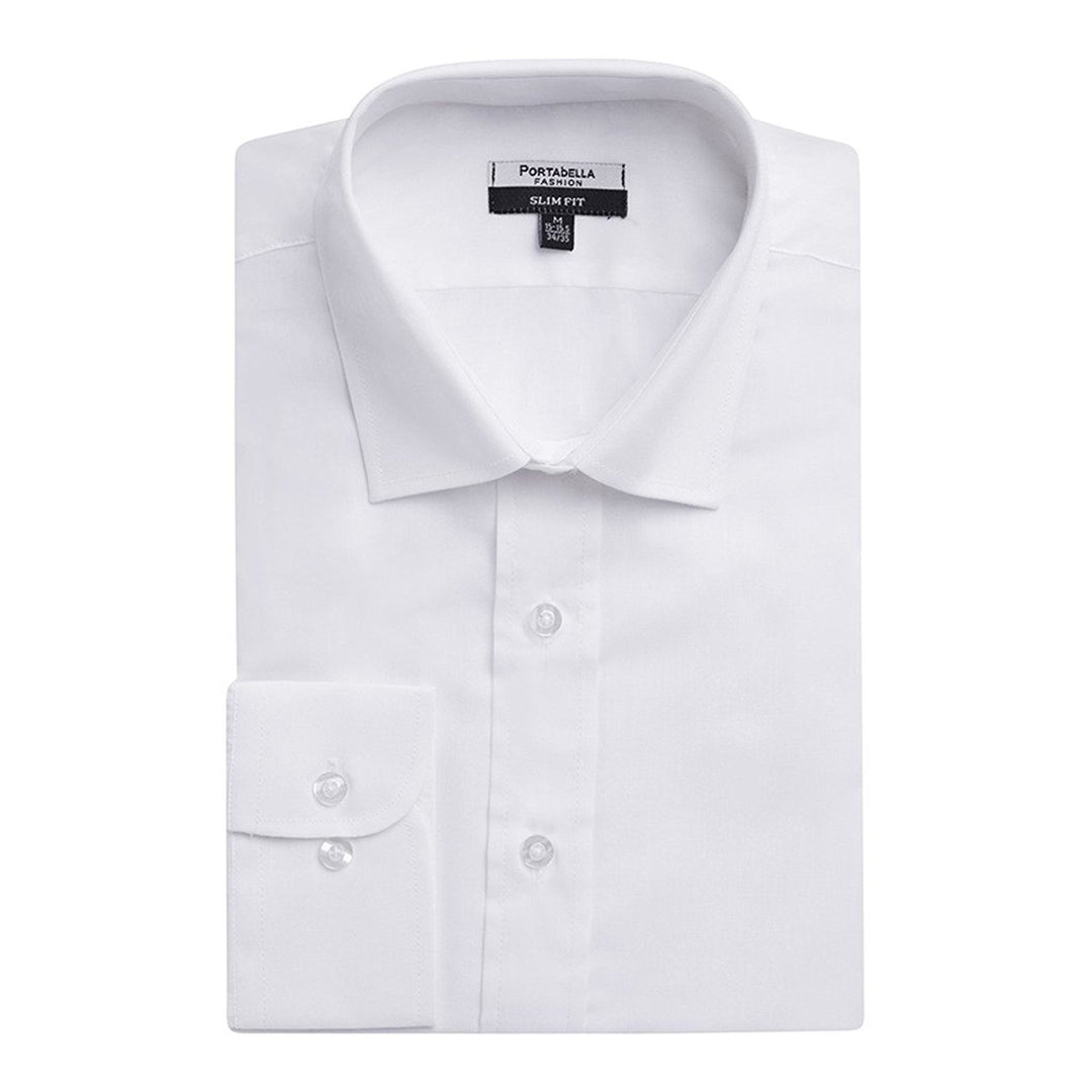 Portabella Men's Slim Fit Long Sleeve Solid Dress Shirt - CLEARANCE - FINAL SALE