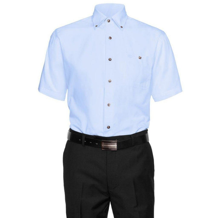 AKA Mens 100% Cotton Button Down Short Sleeve Dress Shirt - Colors