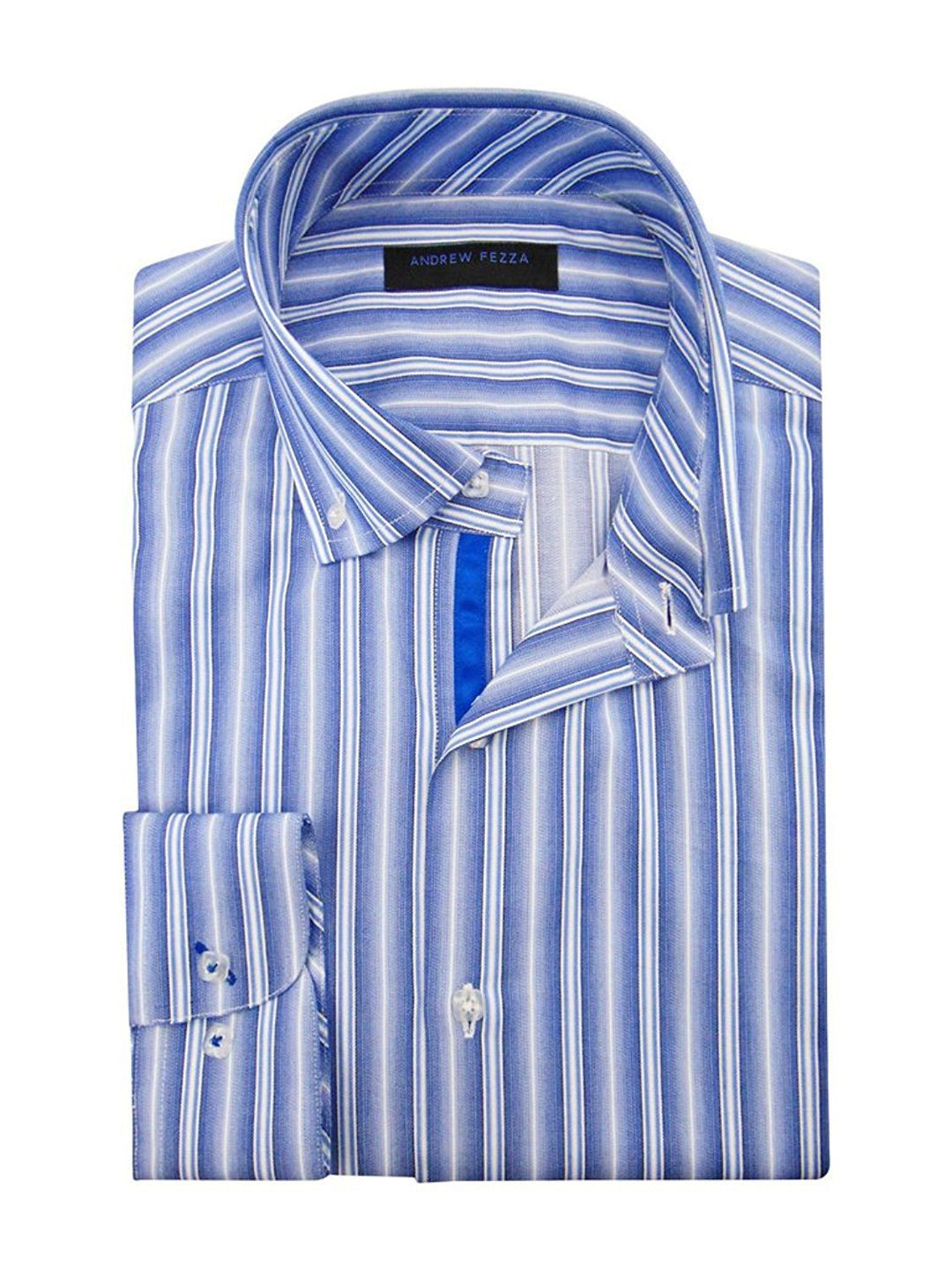clearance mens dress shirts Andrew Fezza Men's 100% Cotton Slim Fit Dress Shirt - Blue Button Down