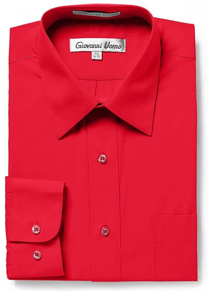 Gentlemens Collection Men's Regular Fit Long Sleeve Solid Dress Shirt