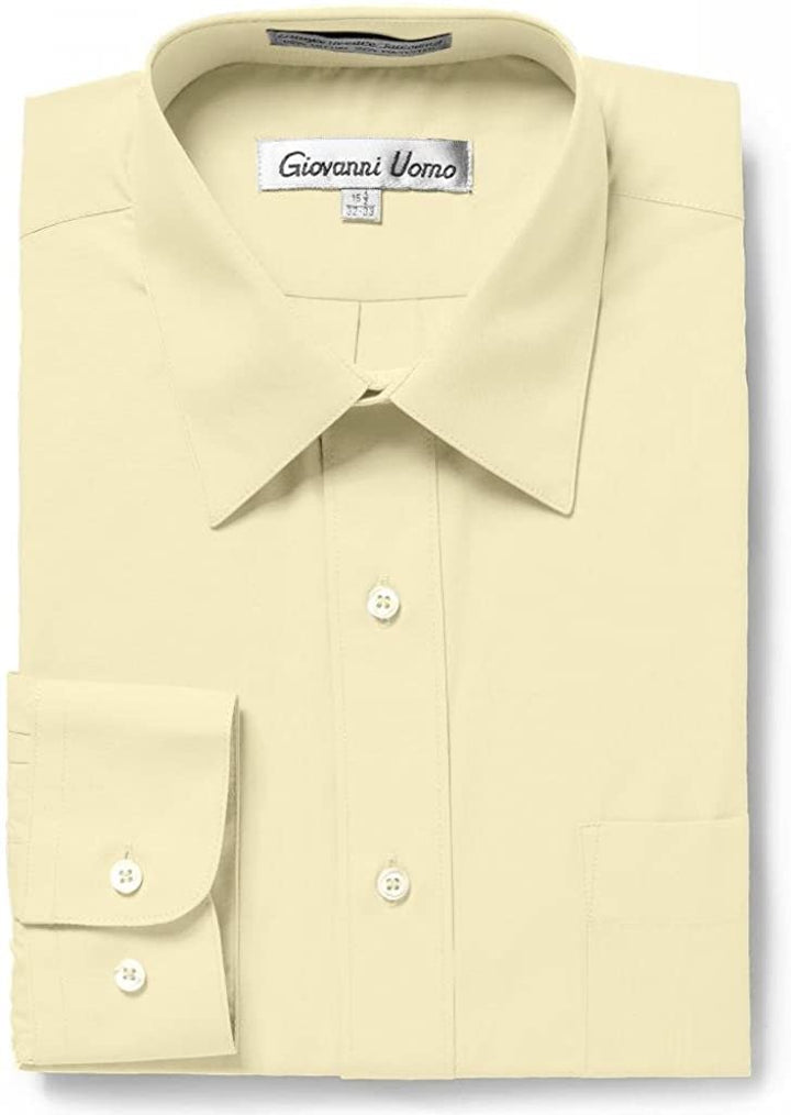 Gentlemens Collection Men's Regular Fit Long Sleeve Solid Dress Shirt