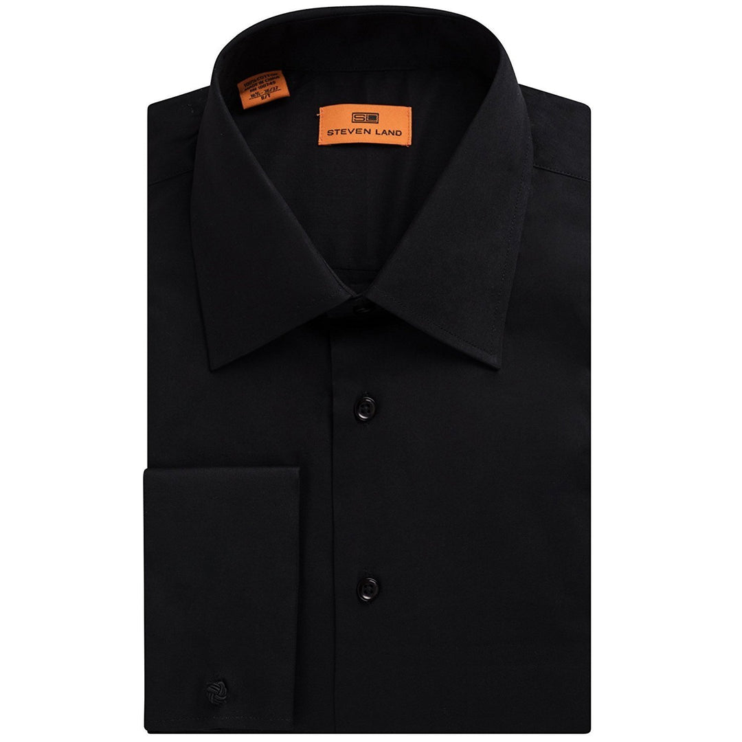 Steven Land Men's French Cuff Regular Fit Poplin Solid Dress Shirt - C Adam Baker Steven Land Men's French Cuff Regular Fit Poplin Solid Dress Shirt - C Adam Baker