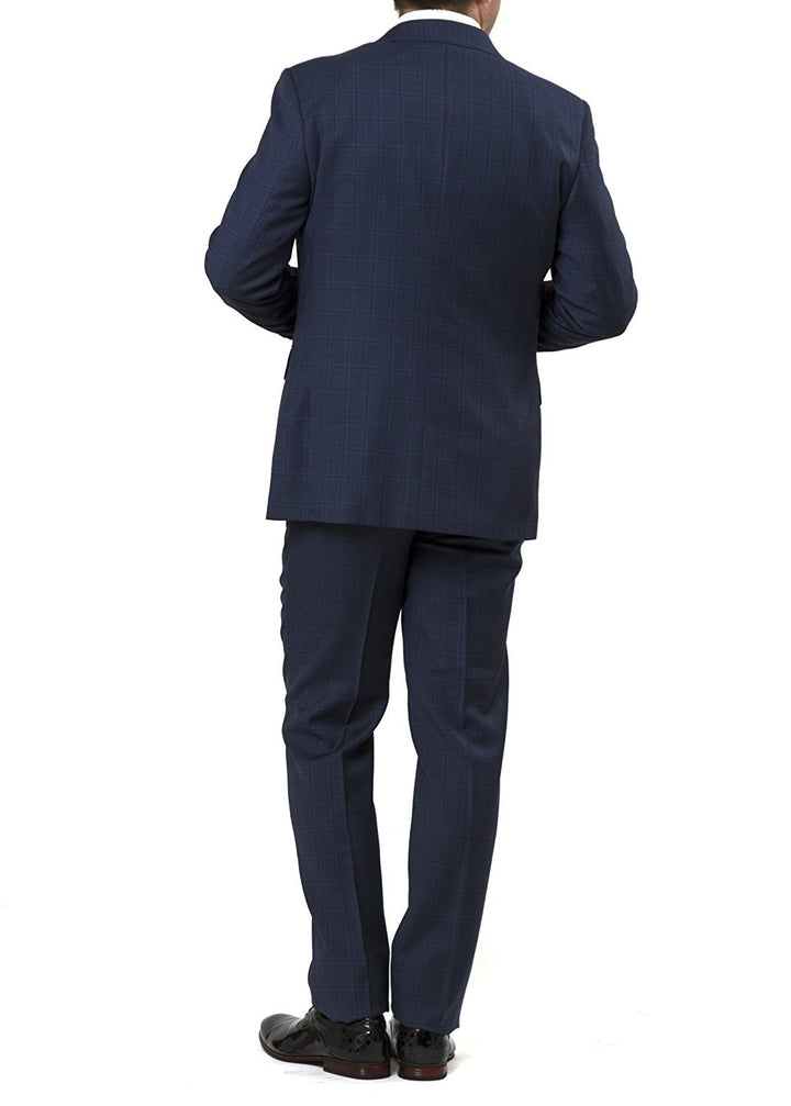 Adam Baker Men's Slim Fit Single Breasted 2-Piece 100% Wool Suit